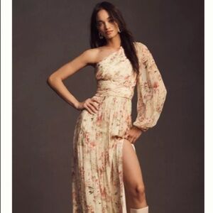 ISO - BHLDN Iris One-Shoulder Cut-Out Printed Chiffon Gown XXS or XS